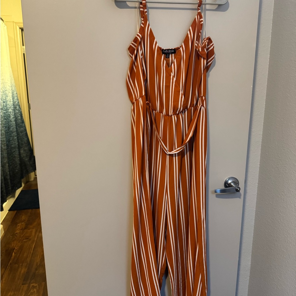 Chic Orange Striped Jumpsuit